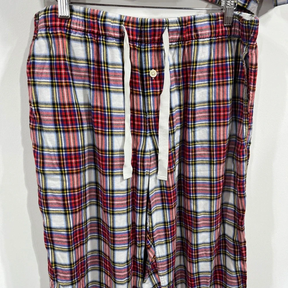 J.Crew Preppy Old Money Holiday Plaid Pajama Set Long Sleeve Top Pants Medium